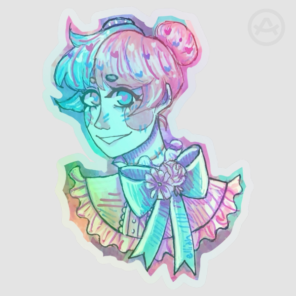 Cotton Candy Clown Doll Girl Sticker