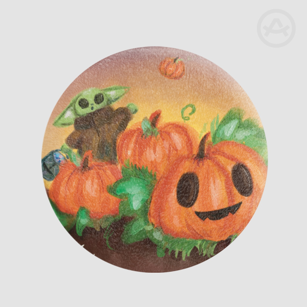 Space baby and his pumpkin - Plush Badges
