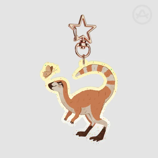 Sinosauropteryx Dinosaur Glitter Acrylic Keychains