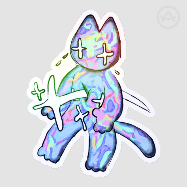 Shooting star cat sticker