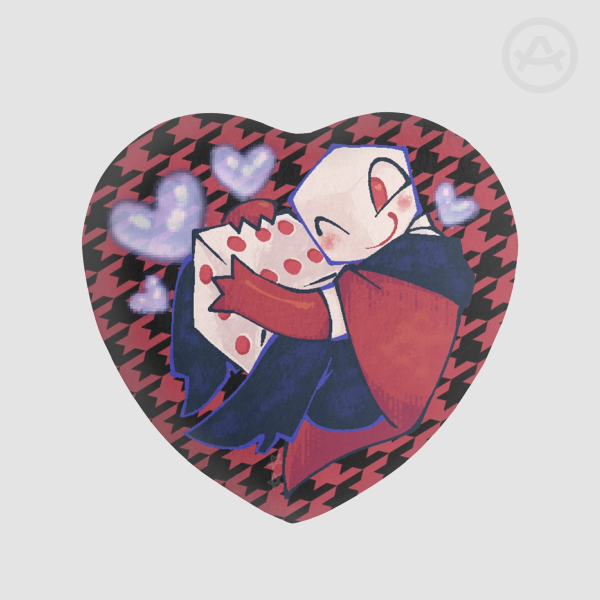 Pippins love dice plush badge