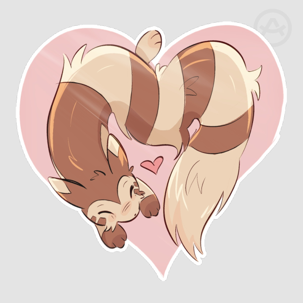 Furret Heart Die Cut Sticker