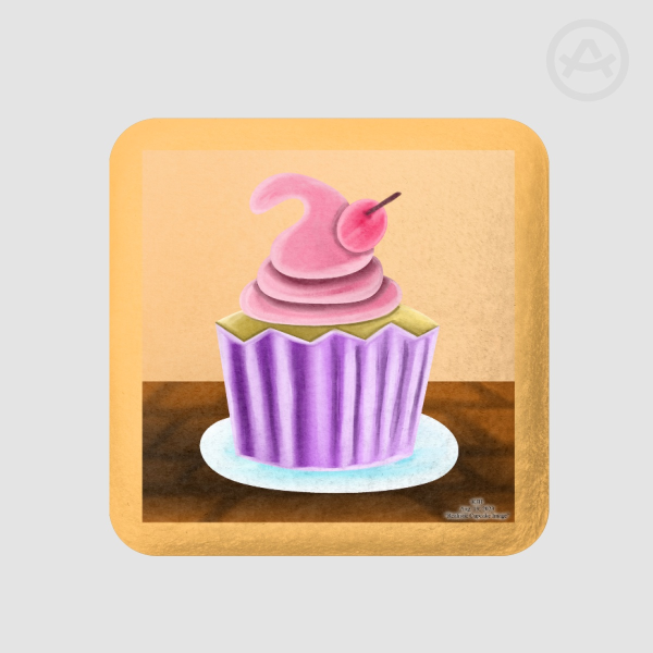 Realistic Cupcake Image Square Plush Badges