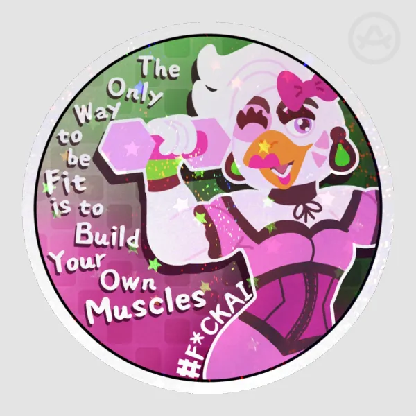 Glamrock Chica Says "F*ck AI" Holographic Sticker