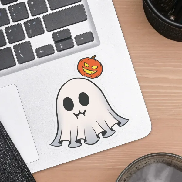 Halloween Chibi Ghost- Clear Matte PET Vinyl Die Cut Stickers
