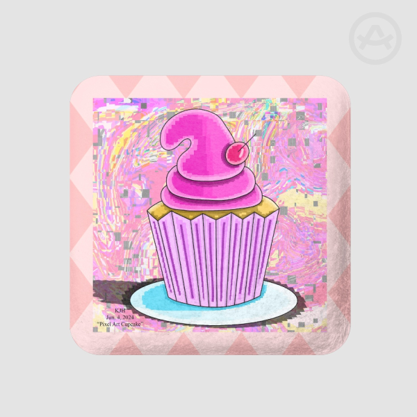 Pixel Art Cupcake Square Plush Badges