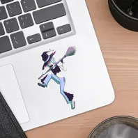 Neo Witch Halloween- Clear Glossy PET Vinyl Die Cut Stickers