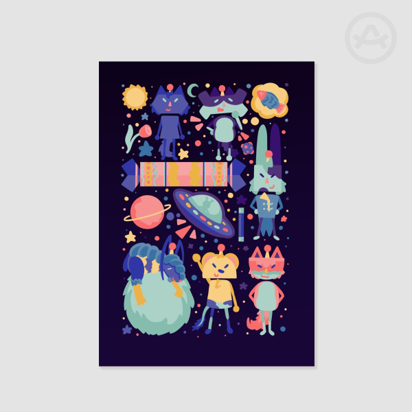 Cozy Cosmos Crew Poster - Dark Mode