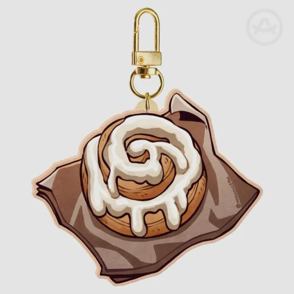 Cinnamon Bun Wood Keychain