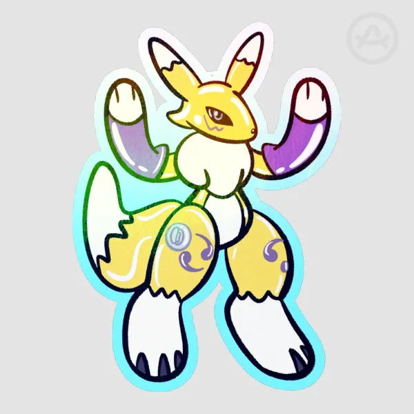 Renamon the squeaky pooltoy inflatable rainbow sticker