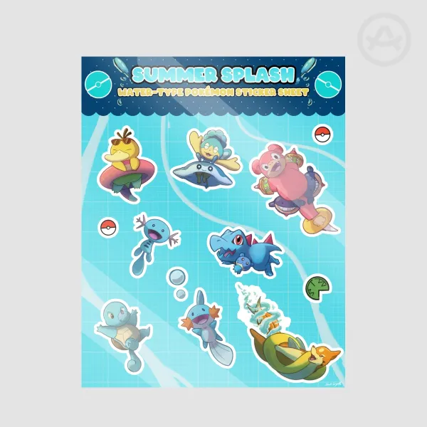 Summer Splash Water Type Pocketmon Sticker Sheet