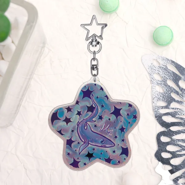 Sea Friends Thresher Shark Epoxy Glitter Acrylic Keychain
