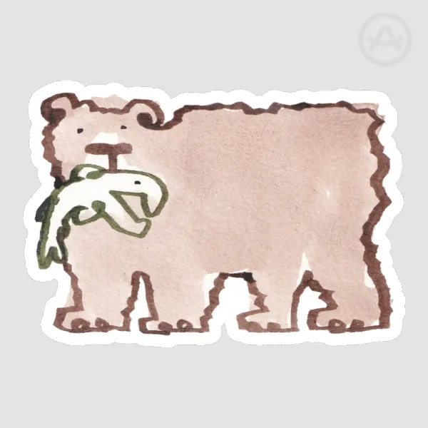 Green Bear w/ Fish Sticker