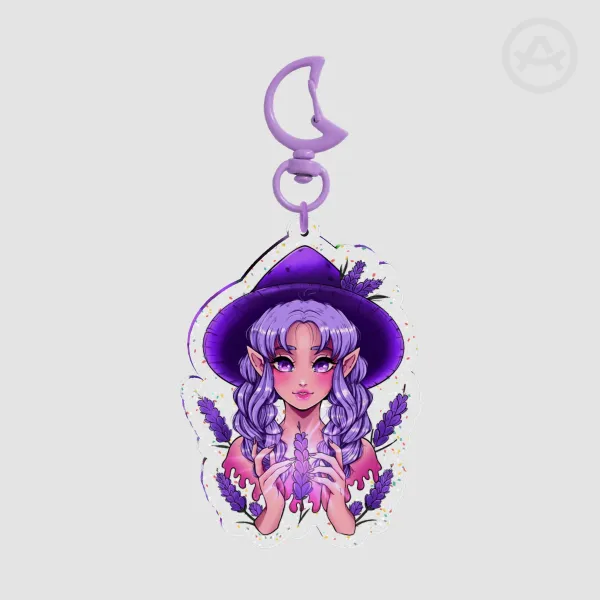 Lavender Witch "Leanna" Glitter Acrylic Keychains