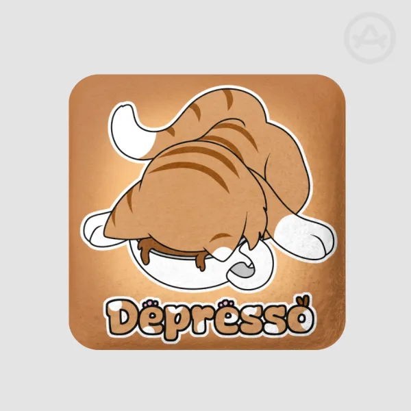 Depresso Cat Square Plush Badges