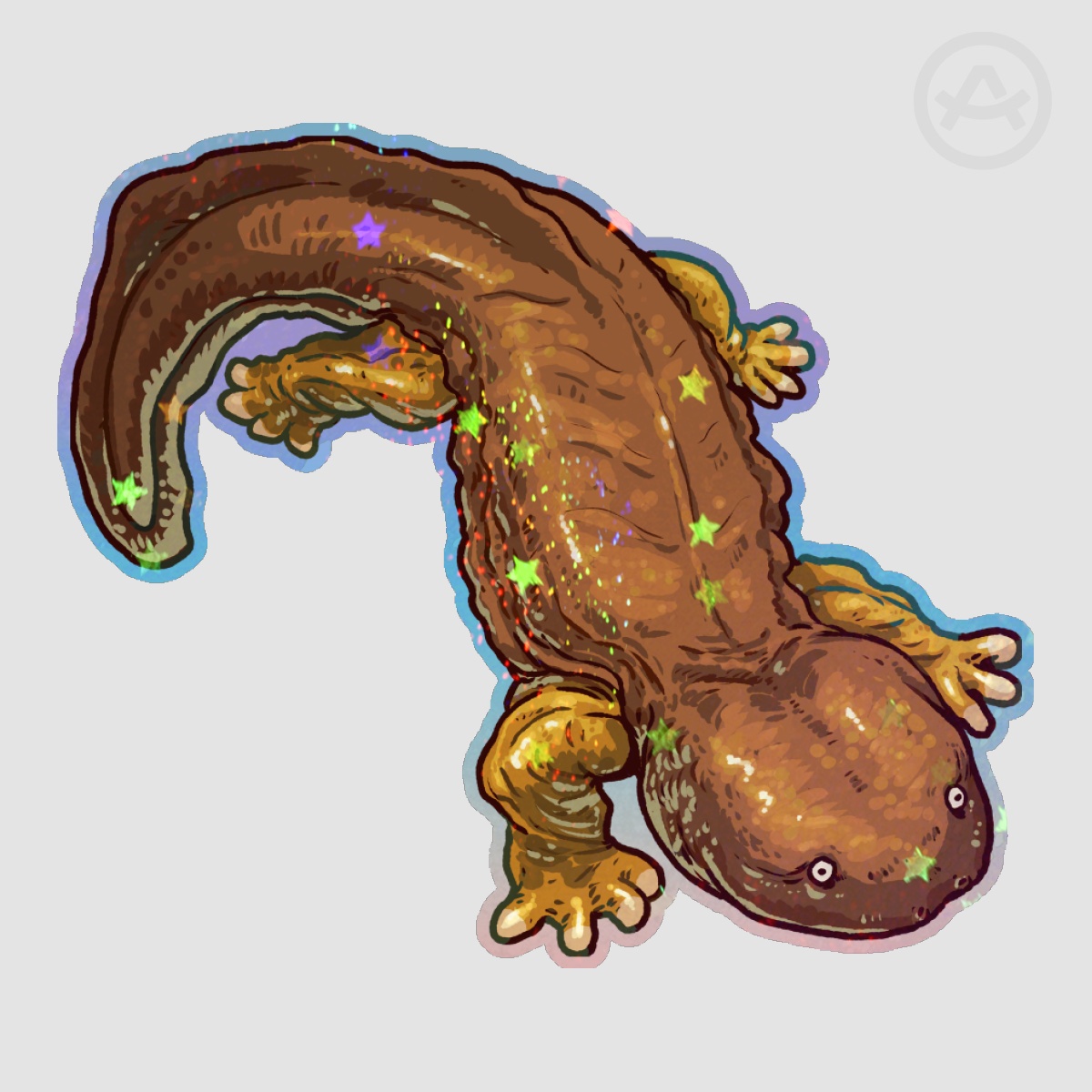 Hellbender Glittery Die Cut Sticker