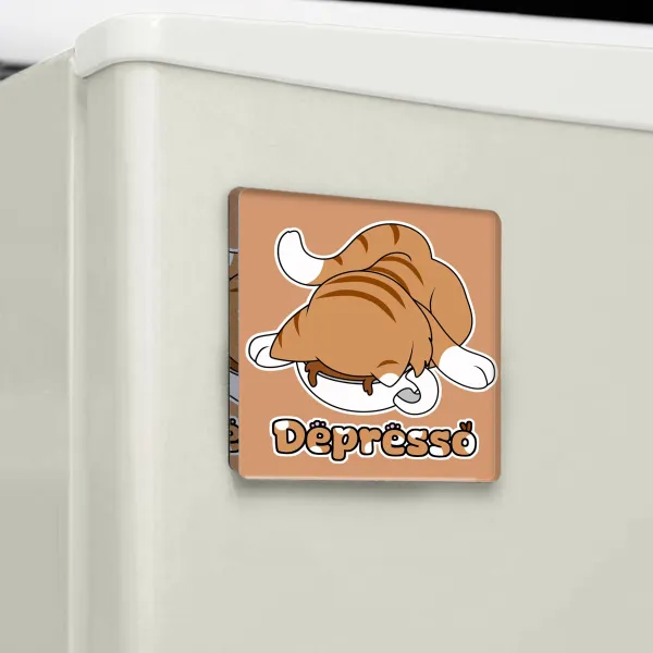 Depresso Cat Square Fridge Magnets