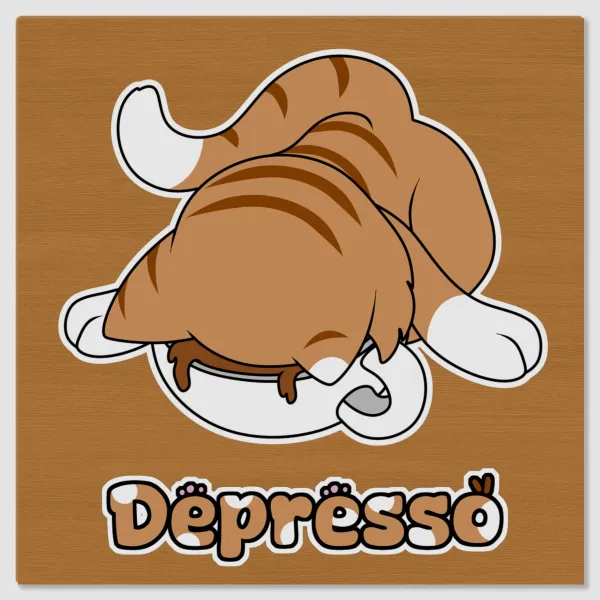 Depresso Cat Wood Coaster