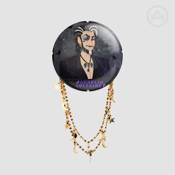 Aurelio Voltaire In Don Bluth's Art Style Badge With Chains