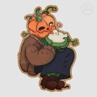 Pumpkin Girl Holding Duck Stickers