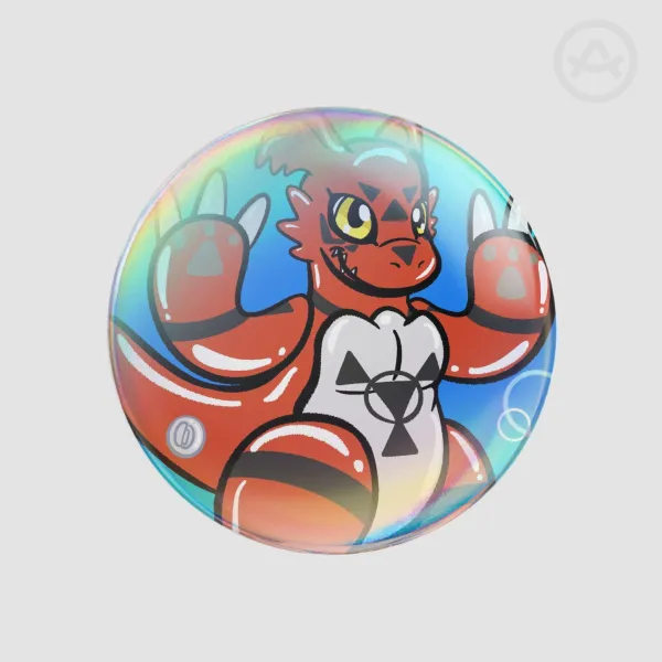 Guilmon the squeaky pooltoy inflatable rainbow button