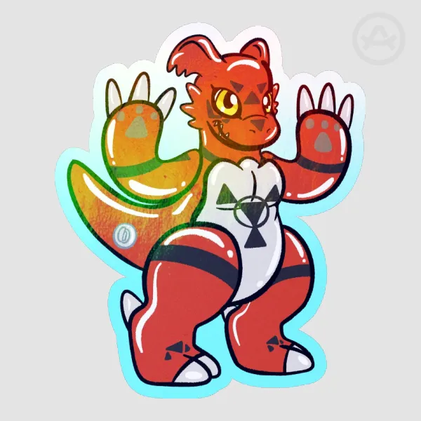 Guilmon the squeaky pooltoy inflatable rainbow sticker