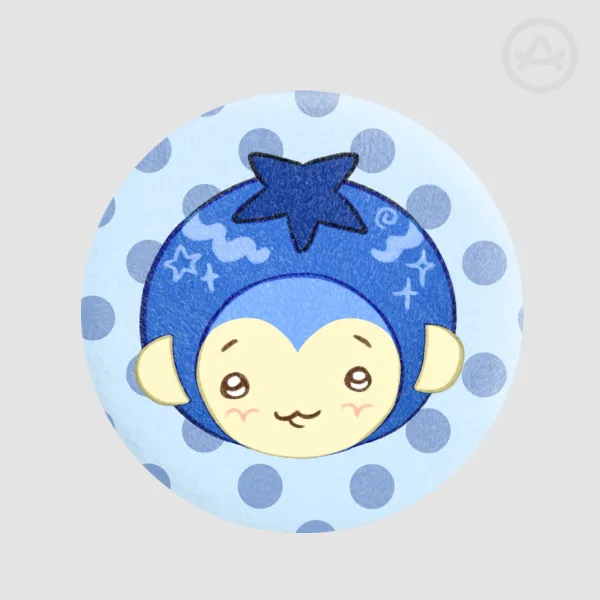 blueberry monkey plush pin badge