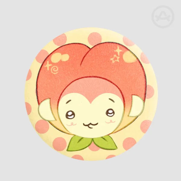 peach monkey plush pin badge