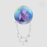 Caelia & Starling Round Badge With Star Pearl Chains