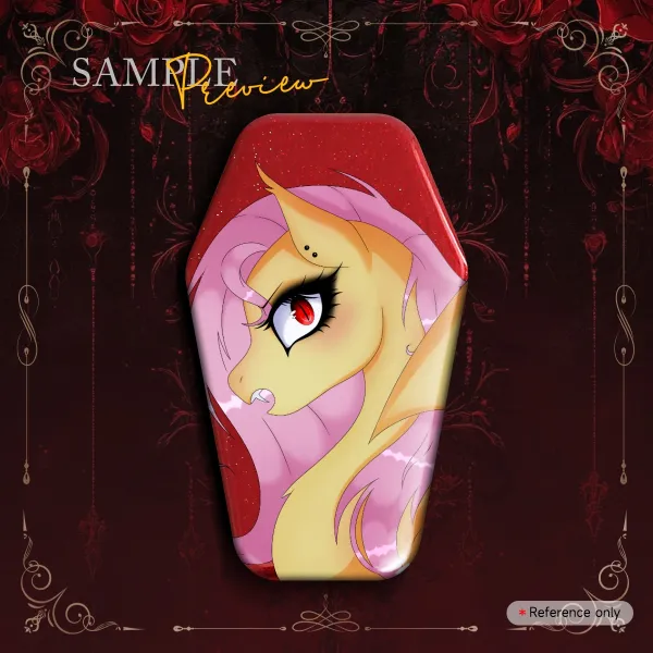Coffin Shaped Flutterbat badge pin!