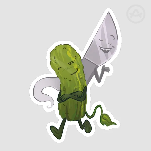 Knife and Pickle Sticker