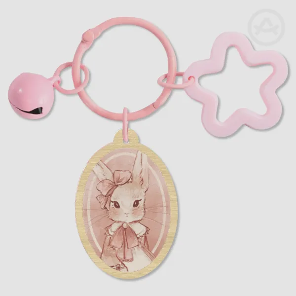 Bunny Wood Keychain