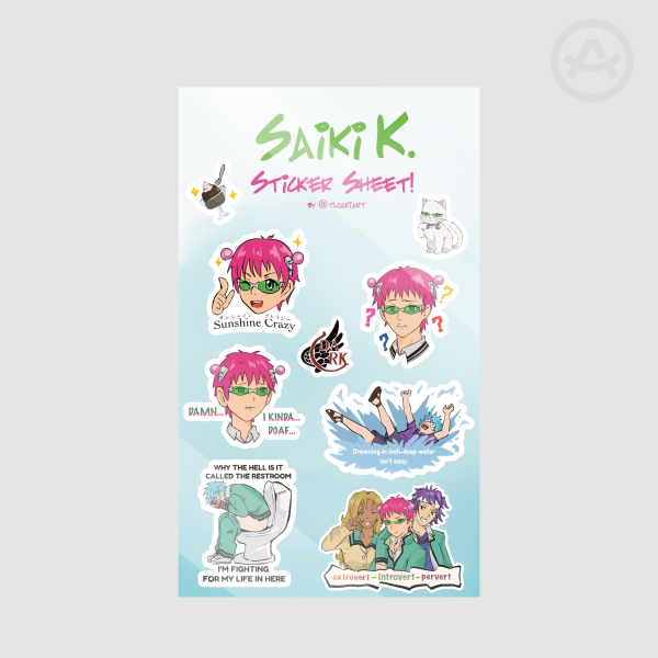 Saiki and friends sticker sheet