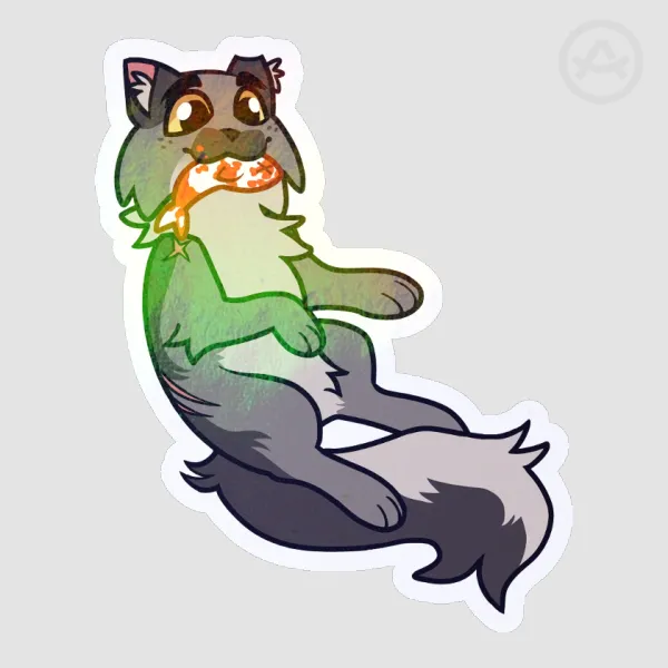 Gray Cat Rainbow Die Cut Sticker
