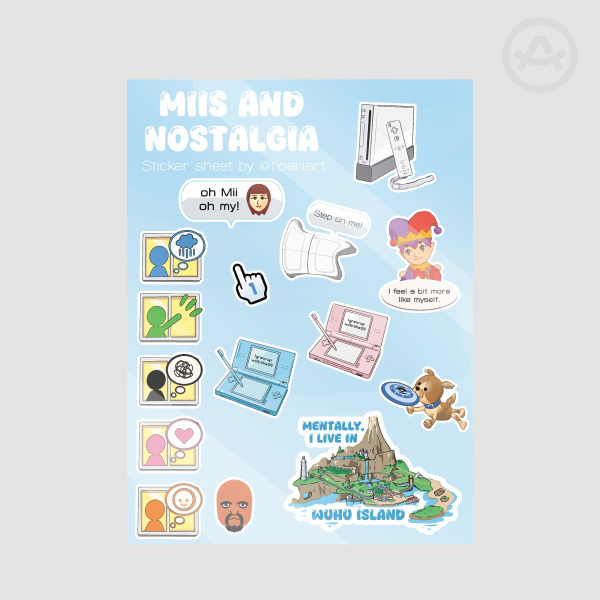 Miis and Nostalgia sticker sheet
