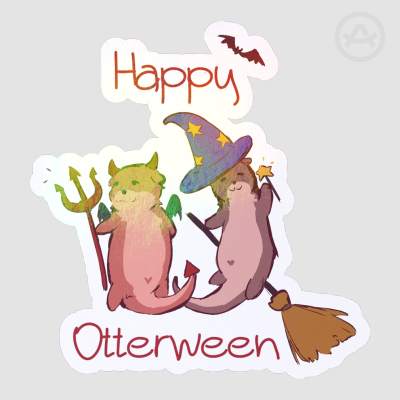 Otters Halloween sticker