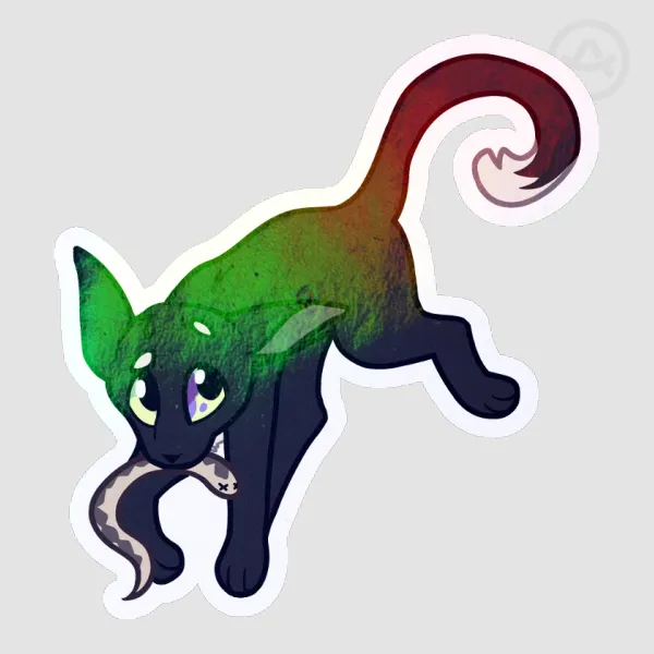 Raven Cat Rainbow Die Cut Sticker