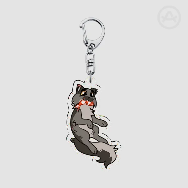 Gray Cat Sparkly Keychain