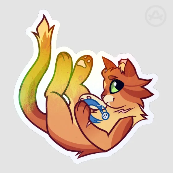 Fire Cat Rainbow Die Cut Sticker
