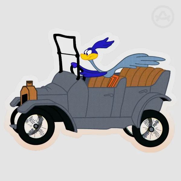 Beep Beep! Glossy Sticker Driving RoadRunner