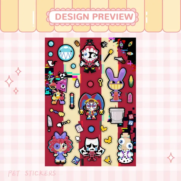 Digital Circus~! - Transparent Sticker Sheet - 4.7 x 7"