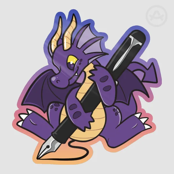 Fountain Pen Dragon Die Cut Sticker