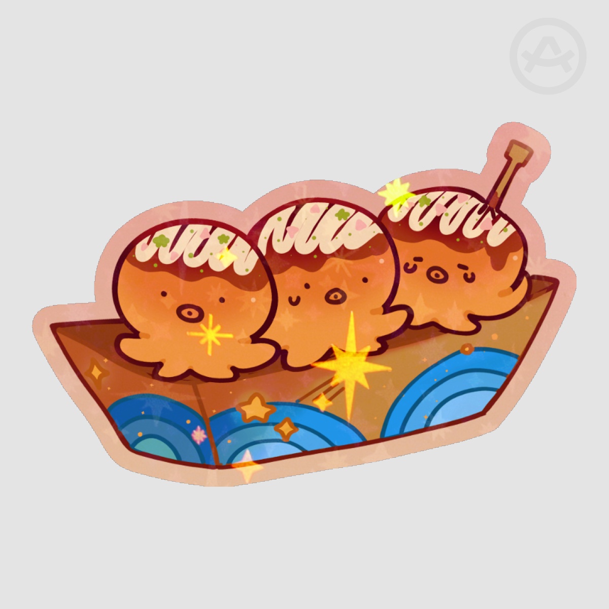 TAKODOGS takoyaki boat sparkly sticker