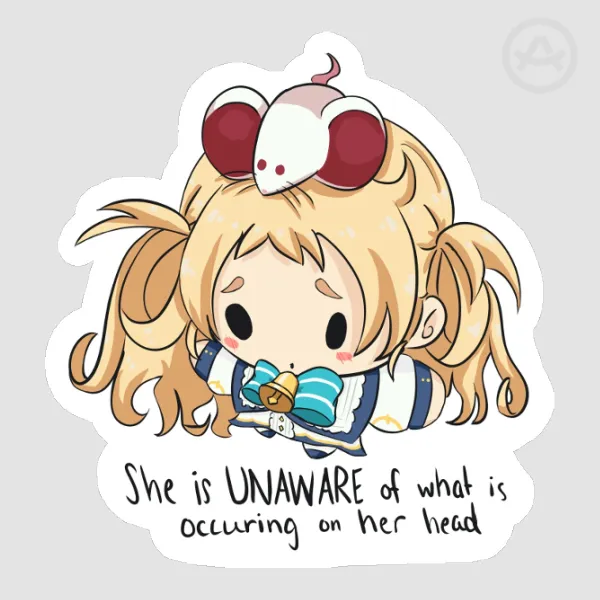 dragalia lost - pia “she is unaware of what is occurring on her head” sticker