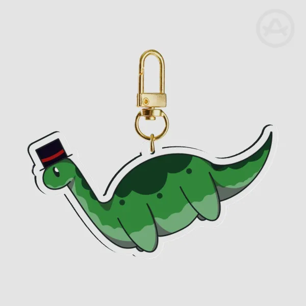 Dino in a Top-hat Acrylic Keychain