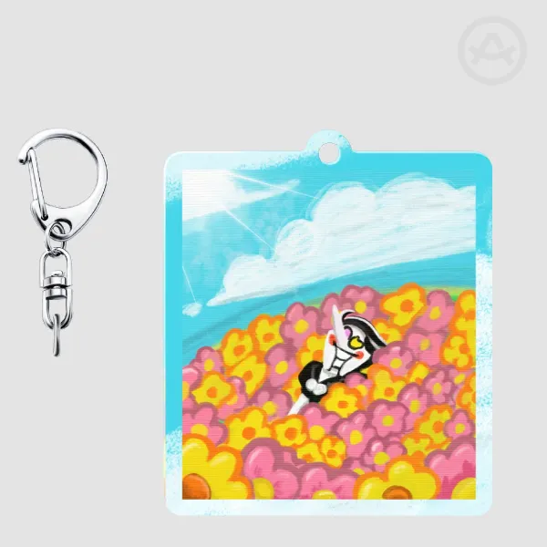 Spamton in flowers Lenticular Acrylic Pendant