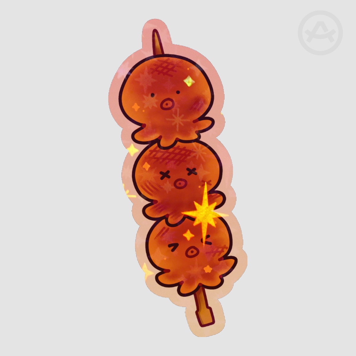 TAKODOGS grilled octopus skewer sparkly sticker