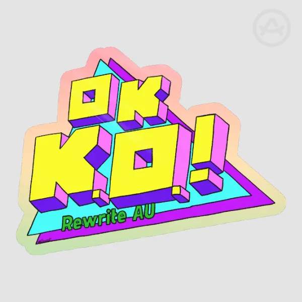 Ok Ko Rewrite AU Logo Colored Edge Die Cut Stickers