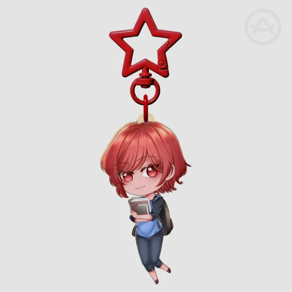Chibi Rose Wood Keychain