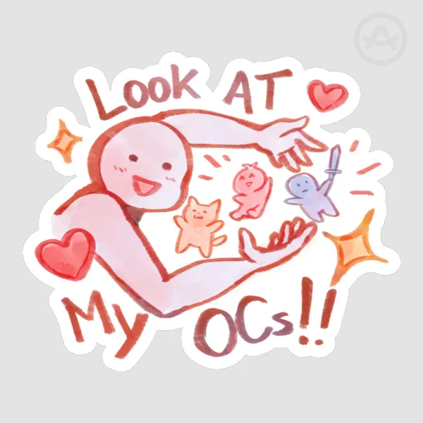 Glossy Sticker - Look at my OCs!!
